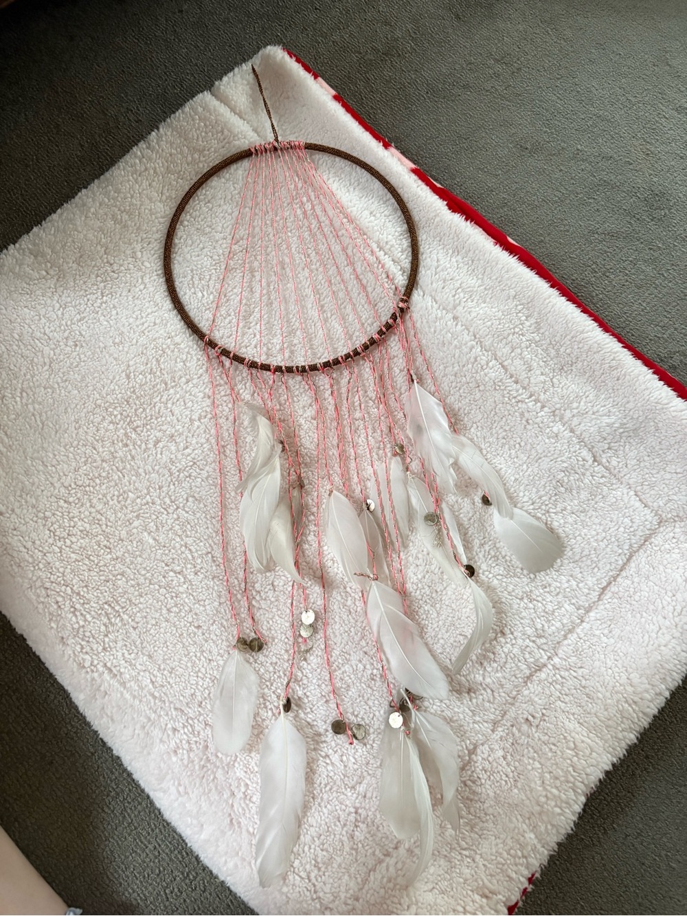 Urban Outfitters Pink and White Feather Dreamcatcher